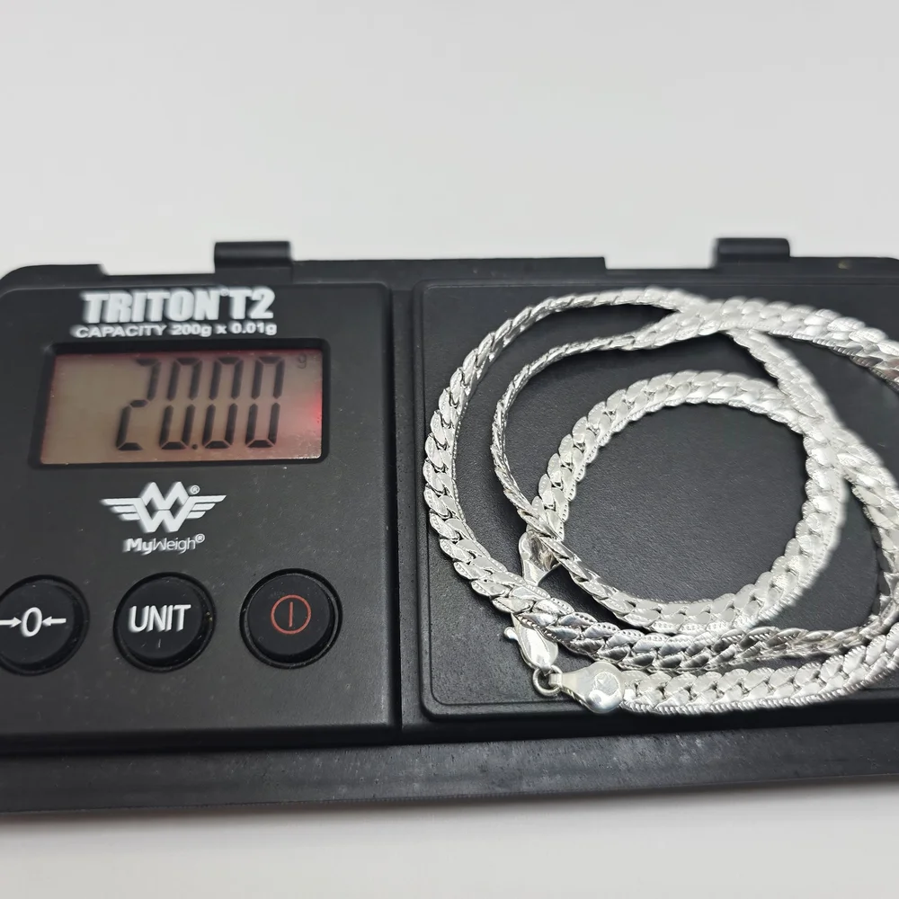 UNIQUE SNAKE WHEAT STERLING SILVER 925 20" INCH NECKLACE CHAIN 20 GRAMS 2B/06 - Picture 3 of 6